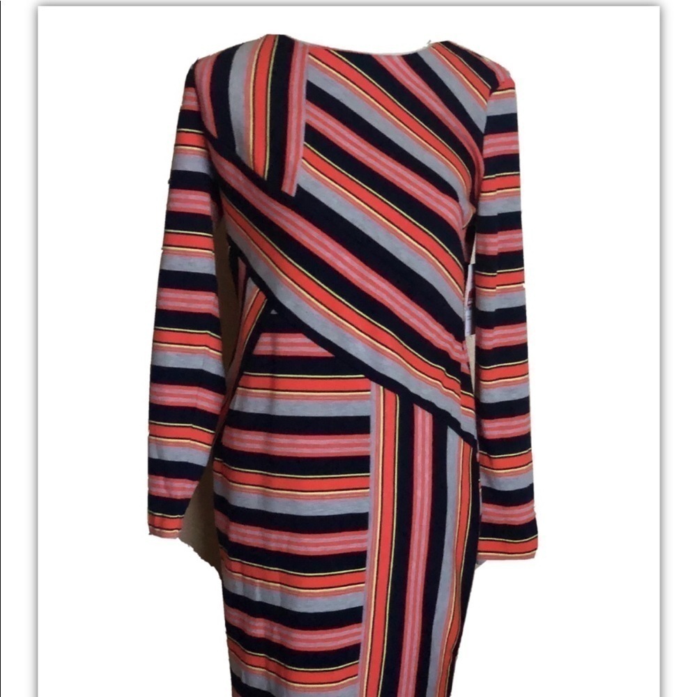 ECI Women Stripe Multicolor Knit Sheath Dress - Picture 10 of 12